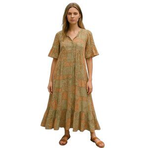 Show Me Your Mumu Women XS Prairie Tiered Viola Peasant Cottagecore Midi Dress